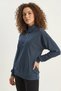 Women's Stand Collar Half-Zipper Oversize Smoked Sweatshirt with Pocket Detail - 2