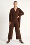 Women's High Waist Trousers Vest Cardigan Triple Knitwear Bitter Coffee Set - 5