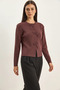 Women's Pearl Bow Accessory Knitwear Plum Cardigan - 3