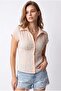 2221 Women's Gingham Patterned Tie-Up Short Sleeve Shirt Blouse Pink - 3