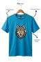 Wolf Figured Turkey Flag Gray Wolf Alpha Turkish Flag Printed 100% Cotton Crew Neck Basic Tshirt
