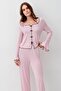 Long Sleeve Ribbon Bow Detailed Flexible Lycra Viscose Soft Pajama Set 18208 - 4