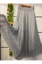 Polka Dot Silk Satin Flared Skirt with Lining