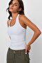 Women's Halter Neck White Strappy Blouse - 4