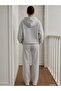 Flower Patterned Printed Men's Hooded Tracksuit with Piped Trim Bottom/Upper Set - 2