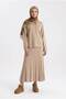 Trendy Collar Lace-Up Sleeve Detail Skirt Tight-Fitting Knitwear Set