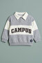 Unisex Kids Polo Collar Sweatshirt College Printed