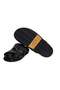 Black Color Laceless Genuine Leather Men's Slippers - 3