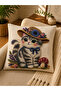 Digital Printed Decorative Throw Pillow Cover 43X43 cm – Modern Patterned Linen Texture