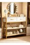 Vanity Table with 2 Drawers and Open Storage Shelves, Modern Makeup Dressing Table,Console Table, Narrow Sofa Tables,100cm Side Table for Hallway, Living Room, Entryway - 3