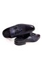 Dark Blue Color Laceless Genuine Leather Men's Half Shoes - 2