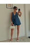 Linen Top and Bottom Vest Shorts Set with Tie Detail G8022