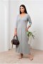Women's Plus Size Three Quarter Sleeve V-Neck Long Dress 5475-26