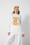 Women's Ecru Oversize Printed Long Sleeve Long Tshirt 31210