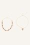 Women's Beaded and Heart Pendant 2-Piece Necklace I4287Axns