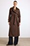 Cape Detailed Double-Breasted Water-Repellent Trench Coat Brown 6890 - 4