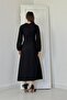 Black Drawstring Crepe Dress - 4