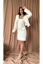 Women's White Pearl Striped Short Jacket and Dress Set