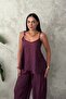 Plum Halter Neck Blouse and Pants Set - 2