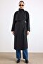 High Collar Cloak Detailed Water Repellent Trench Coat Black 6889 - 2