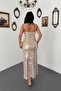 Ecru Sequined Strappy Maxi Dress - 5