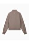 Women's Comfortable Fit Off-Shoulder Long Sleeve Beige Sweatshirt with Rhinestone Pattern on the Sleeves and Zipper - 6