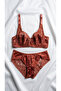 Women's Brick Color Lace and Stone Bralet Set