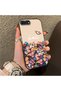 iPhone 8 Plus Compatible Silicone Edge Hard Back Case Couple Phone Case with Floral Pattern - 3