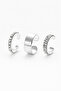 Women's 3-Piece Ear Cuff Earring Set Silver and Stone Cartilage Earrings (with Compression Closure) - 5