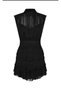 Safira Sleeves Lace Mini Black Dress, Black Chiffon Mini Dress - 3