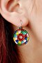 Stained Glass Patterned Enamel Women's Earrings Double Piece Handmade Earrings