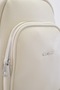 Soft Faux Leather Cream Women's Backpack with Double Compartments, Stylish and Convenient for Daily Use, with Adjustable Straps - 3