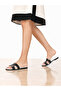 Helen Black and White Genuine Leather Women's Slippers - 3