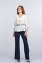 Women's Summer Ecru Lace Collar Ruffle and Waist Tulle Lace Detailed Blouse Shirt 70073 - 5