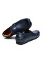 Navy Blue Color Laceless Genuine Leather Men's Shoes - 2