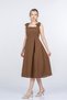 Women's Summer Brown Noemi Soft Fabric Shoulder Bow Dress 50407 - 4