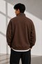 Unisex Half-Zipper Stand Collar 100% Cotton Soft Textured Sweatshirt Plain Pullover - 4