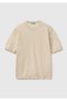 Men's Stone 100% Cotton Ribbed Knitwear T-Shirt with Contrast Detail