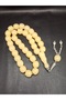 Special Large Size Barrel Cut Cream Color Powder Amber Prayer Beads - 3