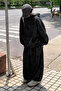 Washed Black Washed 3 Thread Oversize Hooded Premium Sweatshirt with Elastic Cuffs Shalwar Tracksuit Set - 6