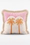 Sun, Crab, Palm Tree and Ciao Written Seaside Themed 4-Piece Fringed Throw Pillow Cover Set - 6