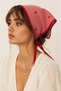 Betty Bands Women's Red White Striped Heart Patterned Triangle Bandana Red Ribbed Tie Scarf Shawl Hair Accessory