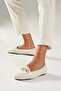 Women's White Gurva Chain Plush Home Slippers 1cm Byndshr01 - 3