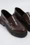 Women's Brown Patent Leather Corteko Thick Sole Loafer Moccasin Shoes 4,5cm Byndlfrk02 - 7