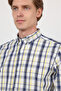 White-Yellow Buttoned Collar Long Sleeve Pocketless Comfort Fit 100% Cotton Shirt 1004260169 - 4