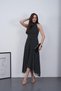 Women's Black Polka Dot Halter Neck Sleeveless Back Zipper Dress with Long Asymmetrical Lining on the Sides Stylish Dress - 4