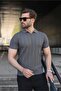 Anthracite Slim Fit Polo Collar Knitwear Men's T-Shirt E7491 - 5