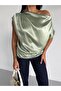 Women's Çağla Off-Shoulder Short Sleeve Satin Blouse