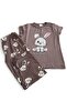 Girl's Summer Rabbit Printed Mink Color Short Sleeve Cotton Pajama Set - 7