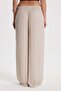 Women's relaxed fit beige trousers with drawstring waist and elasticated wide leg - 6
